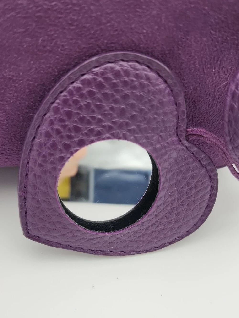 Ulta Purple Suede Wristlet Travel Bag With Heart Mirror Case